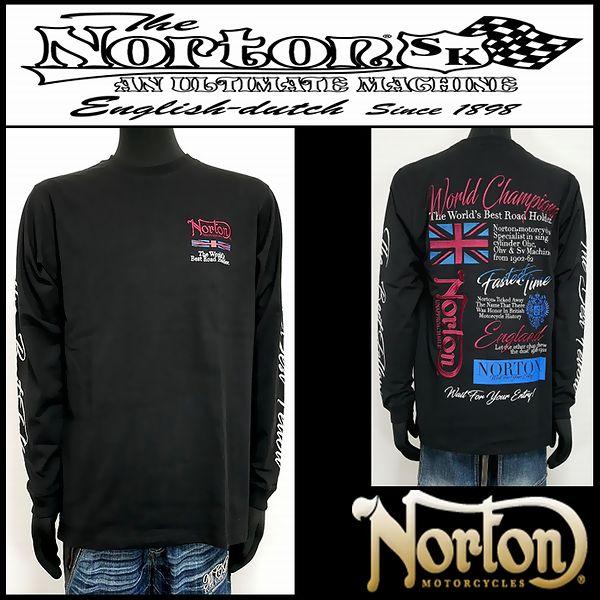 Norton 服 ロンＴ ユニオンジャックMAXロンT ブラック Lサイズ 253N1100B