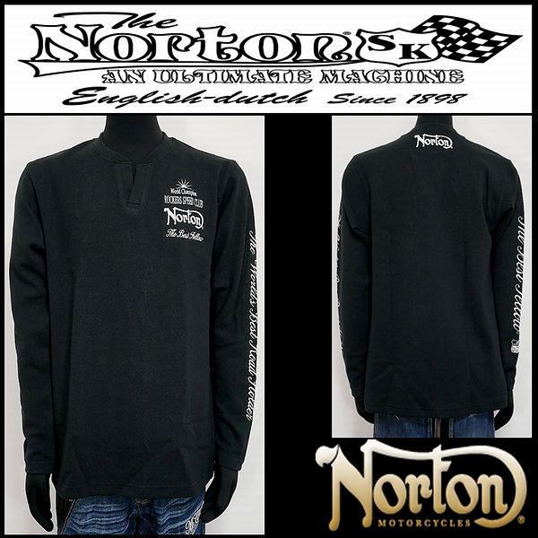 Norton 服 ロンＴ 膨れジャガードキーネックロンT ブラック Lサイズ 253N1102B