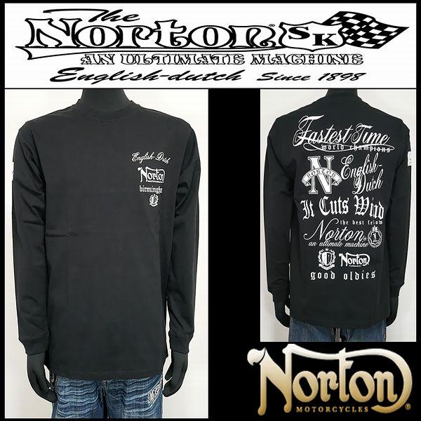 Norton 服 ロンＴ エンブレムクルーネックロンT ブラック Lサイズ 261N1100B