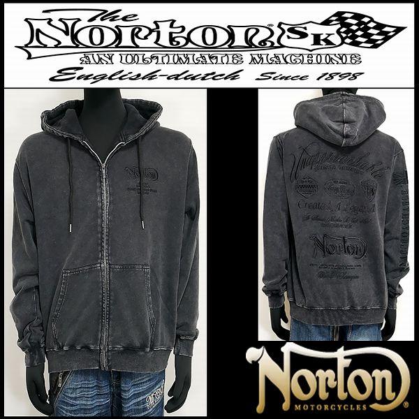 Norton ノートン 服 パーカー フロスト加工フルジップパーカー ブラック Lサイズ 261N1...