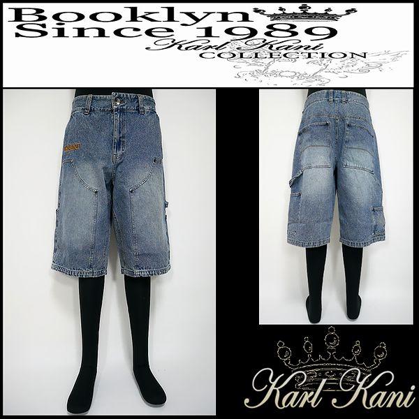 Karl Kani カールカナイ ボトムス SLデニムダブルニーショーツ Lサイズ インディゴ 26...