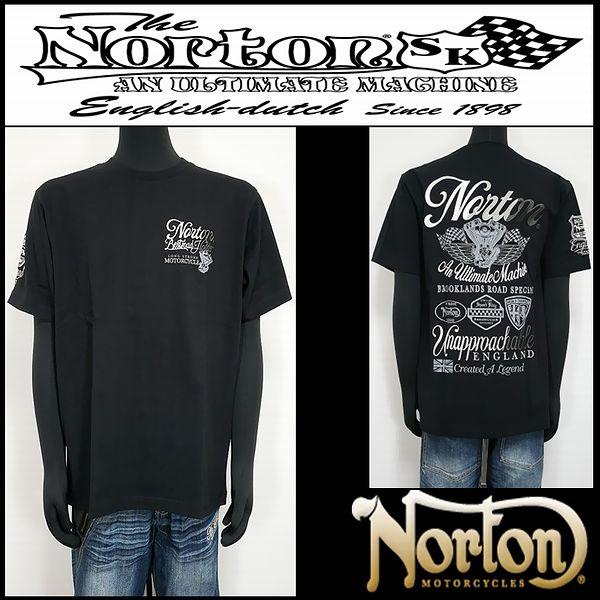 Norton ノートン 服 Tシャツ グラデ刺繍T ブラック Ｌサイズ 262N1011B
