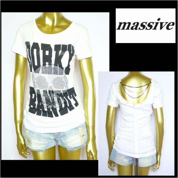 Tシャツ/レディース/チェーン付ドクロＴシャツ/ホワイト/Ｍサイズ/AC2078