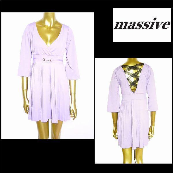 ワンピース/七分袖プリーツワンピース/ライトパープル/フリーサイズ/AC2099