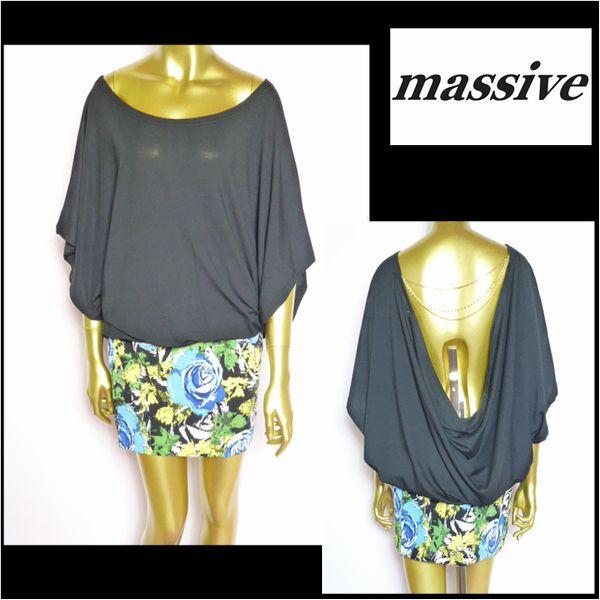 ワンピース/バックチェーンローズワンピース/ブラック×ブルー/フリーサイズ/AC2101