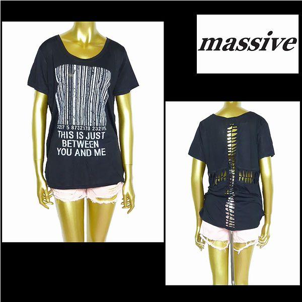 Tシャツ/レディース/バッククロス編み上げTシャツ/ブラック/フリーサイズ/AC2102