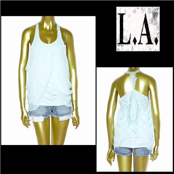 タンクトップ/レディース/バックレースクロシェタンク/ミディアムグリーン/フリーサイズ/LA2112...