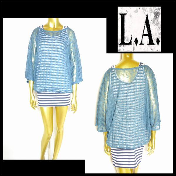 ワンピース/インナータンクワンピース/ネイビー×ホワイト/フリーサイズ/LA212340