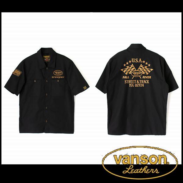 vanson バンソン 服 半袖シャツ BLACK-YELLOW Ｌサイズ TVS2305S