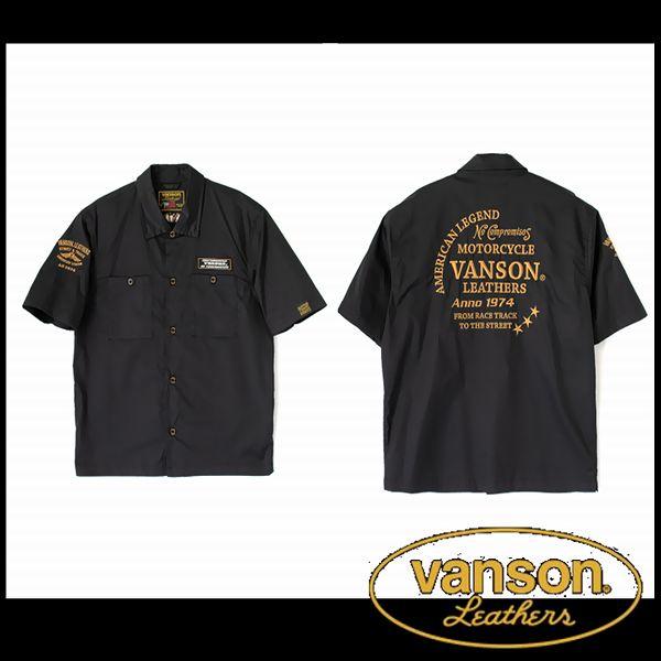 vanson バンソン 服 半袖シャツ BLACK-YELLOW Ｌサイズ TVS2307S