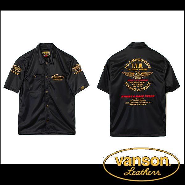 vanson バンソン 服 シャツ メッシュシャツ ブラック×イエロー Ｌサイズ TVS2605S