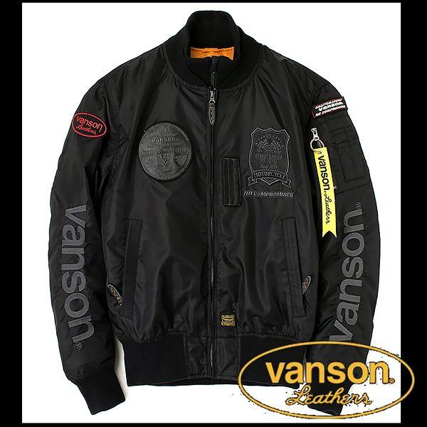 vanson バンソン 服 ジャケット MA-1ジャケット ブラック×ガンメタ Ｌサイズ VS231...
