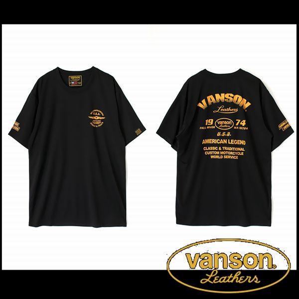 vanson バンソン 服 Tシャツ BLACK-YELLOW Ｌサイズ VS23802S