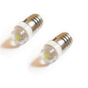 2個 E10 低電圧 0.5W DC 1.5V-3V LED豆電球 白色 コンパクトサイズ版 高輝度 6000K 螺旋LED懐中電灯 乾電池1個｜samakei-shop