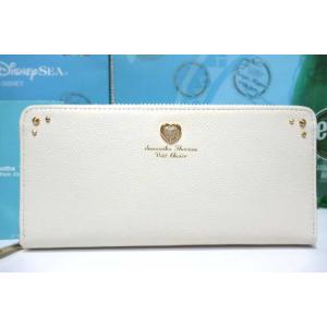 送料無料 サマンサタバサ 限定 キラキラ ハート付 ロゴ入 シンプル 牛革 ラウンドジップ ファスナ...