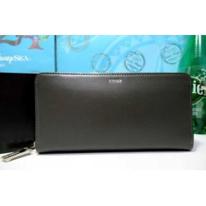 送料無料 キングズ バイ サマンサタバサ KINGZ ロゴ入 本牛革 スムースレザー ラウンドジップ ファスナー 長財布 灰 新品 証明書付 包装無料 サマンサキングズ