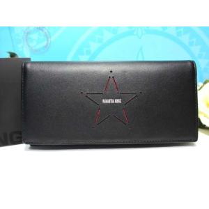 送料無料 キングズ バイ サマンサタバサ 星型 カット レザー 牛革 かぶせ 長財布 黒赤 束入れ 札入れ 新品 証明書付 ギフト包装無料 サマンサキングズ