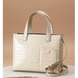 サマンサタバサ クロコ型押 2way トートバッグ ショルダーバッグ ハンドバッグ 小 オフホワイト 未使用 証明書付 赤字処分特価 ギフト包装対応可