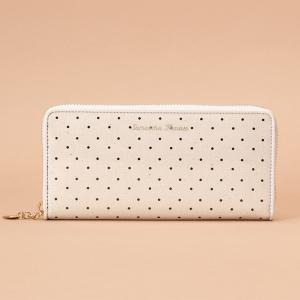 サマンサタバサ ゴールド ロゴ入 ハート ファスナーチャーム付 ドット柄 ラウンドジップ ファスナー 長財布 展示未使用 タグ付 赤字処分特価 開運 金運up