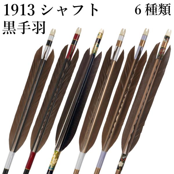 1913シャフト 黒手羽 6種類 6本組 イーストン 黒 茶 シャフト 推奨弓力 10〜13kg 送...