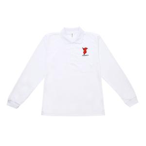 チーバくん 長袖 ポロシャツ ホワイト男女兼用 SS/S/M/L/LL/3L チーバくんグッズ ゆるキャラ 千葉県 白 メンズ レディース 【L-127】｜sambu