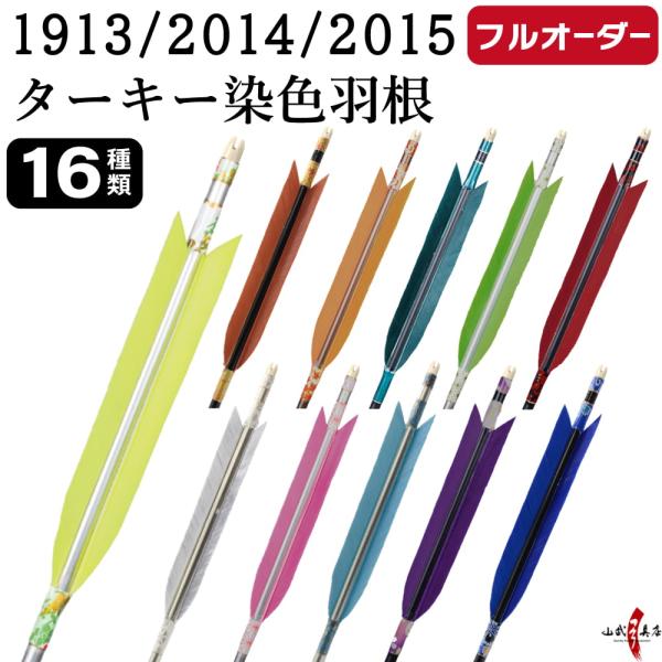 フルオーダー製作矢 1913/2014/2015 ターキー 染色羽根 6本組　羽根(16種) シャフ...