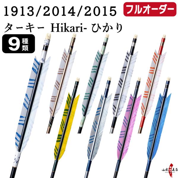 フルオーダー製作矢 1913/2014/2015 ターキー Hikari ひかり 6本組　羽根(9種...