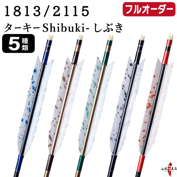フルオーダー製作矢 1813/2115 ターキー Shibuki しぶき 6本組　選べる：羽根(5種...