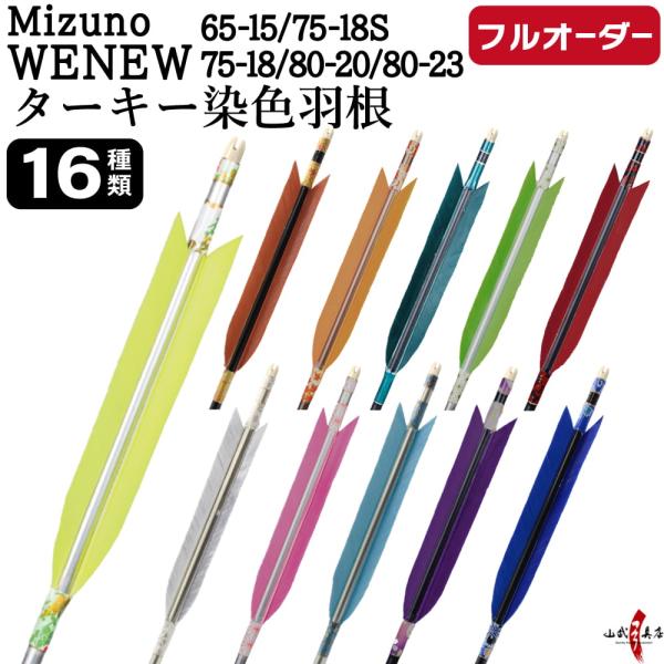 フルオーダー製作矢 Mizuno WENEW ターキー 染色羽根 6本組　(65-15/75-18S...