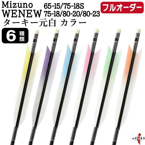 フルオーダー製作矢 Mizuno WENEW ターキー 元白 カラー 6本組　(65-15/75-1...