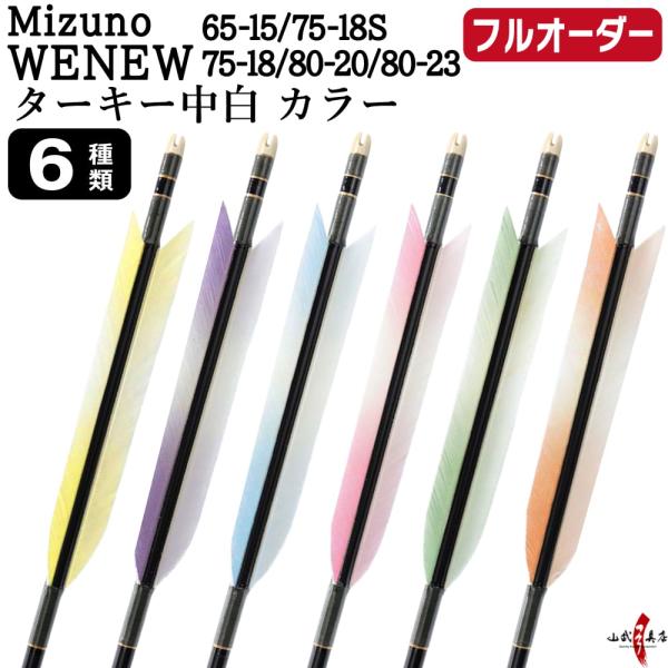 フルオーダー製作矢 Mizuno WENEW ターキー 中白 カラー 6本組　(65-15/75-1...
