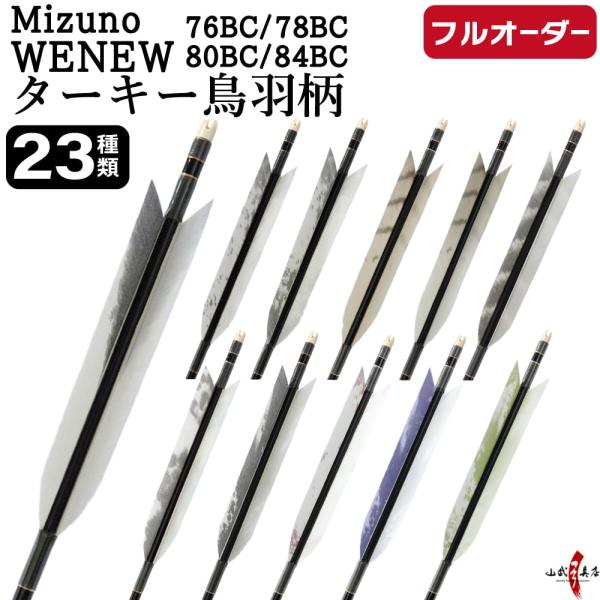フルオーダー製作矢 Mizuno WENEW BC カーボン ターキー 鳥羽柄 6本組　76BC/7...