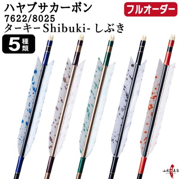 フルオーダー製作矢 ハヤブサ カーボン ターキー Shibuki しぶき 6本組 サイズ(7622 ...