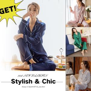 絹パジャマ　レディース パジャマ　セットアップ シルクパジャマ ルームウェア 部屋着 寝巻き 上下セット　シルク　パジャマ