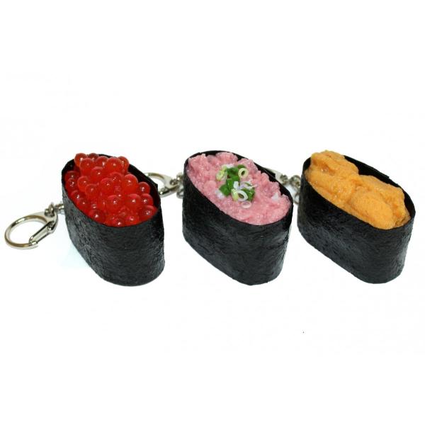 実物大　寿司　キーホルダー　ネギトロ　イクラ　ウニ　食品サンプル