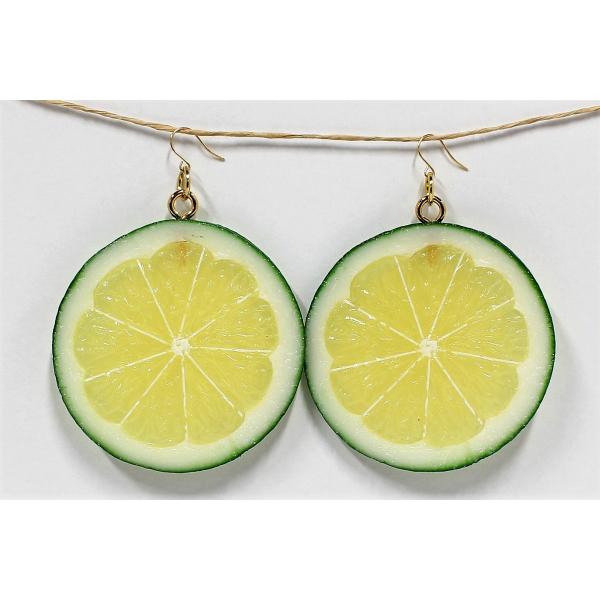 食品サンプル　ピアス(ゴールド）　ライム（輪切り）