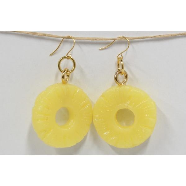 食品サンプル　ピアス(ゴールド）　パイン