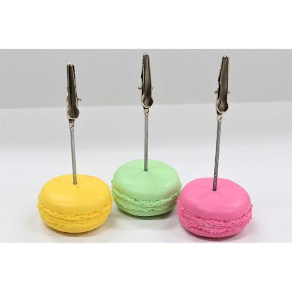 マカロンのメモクリップ　3色セット（イエロー・グリーン・ピンク）　食品サンプル　i-586