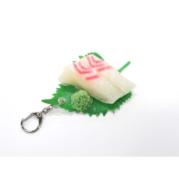 食品サンプル　キーホルダー 　お造り 2貫（大葉＆わさび付き）刺身（鯛）