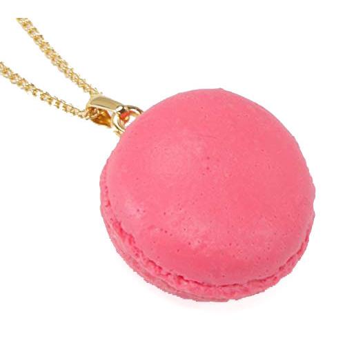 食品サンプル ネックレス（ゴールド） マカロン（ピンク）