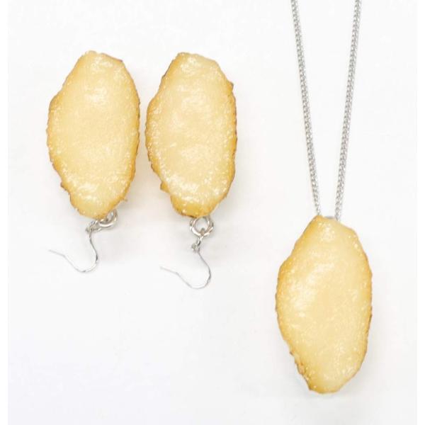 食品サンプル ネックレス・ピアスセット（シルバー） ミニチュア寿司（あわび）