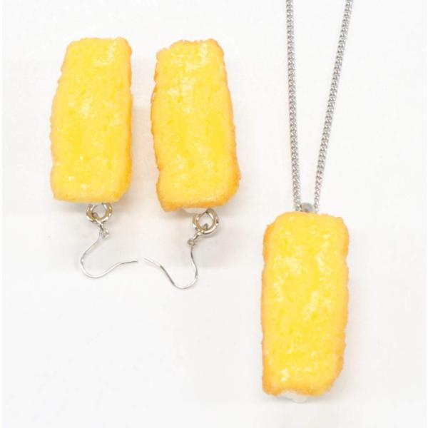 食品サンプル ネックレス・ピアスセット（シルバー） ミニチュア寿司（はまち）