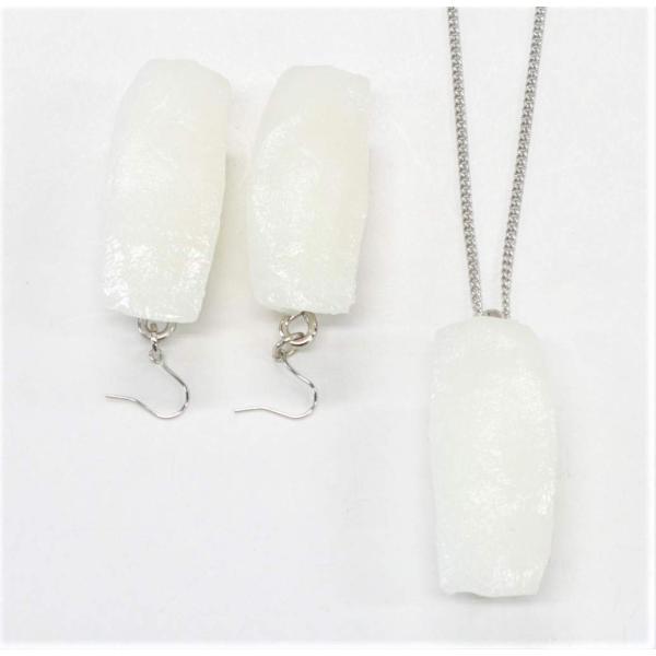 食品サンプル ネックレス・ピアスセット（シルバー） ミニチュア寿司（いか）