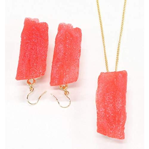 食品サンプル ネックレス・ピアスセット（ゴールド） ミニチュア寿司（まぐろ）