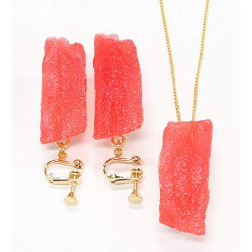 食品サンプル ネックレス・イヤリングセット（ゴールド） ミニチュア寿司（まぐろ）