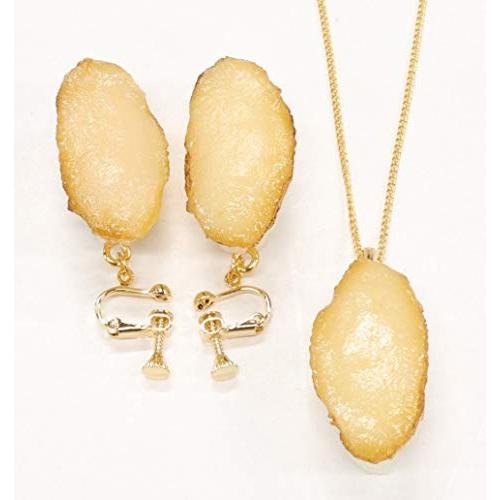 食品サンプル ネックレス・イヤリングセット（ゴールド） ミニチュア寿司（あわび）