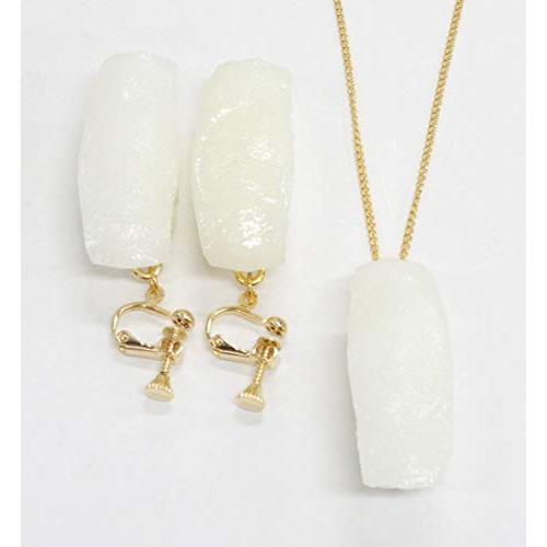 食品サンプル ネックレス・イヤリングセット（ゴールド） ミニチュア寿司（いか）