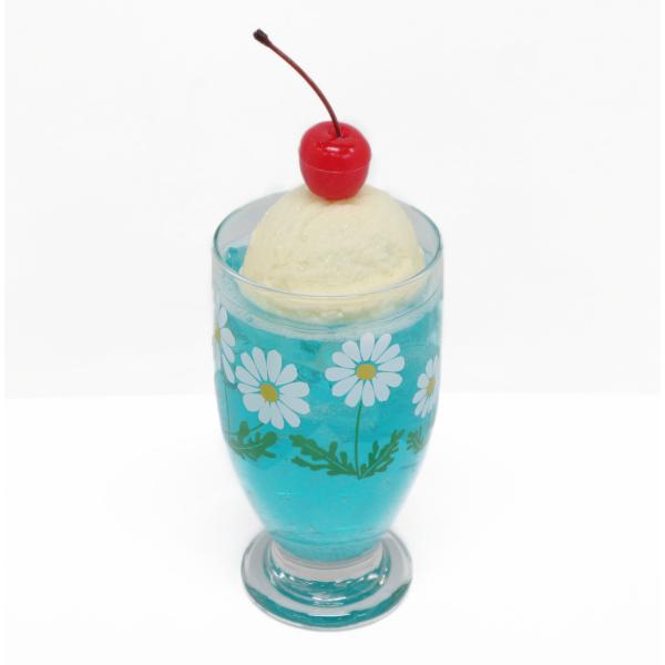 食品サンプル　レトロクリームソーダ　（ブルーハワイ）　ディスプレイ　販促　インテリア　昭和レトロ　純...