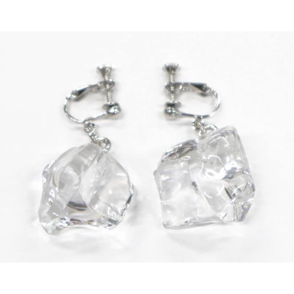 食品サンプル　氷　クラッシュアイス（M）　イヤリング（シルバー）　