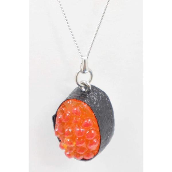 ネックレス(シルバー）  食品サンプル ミニチュア寿司（いくら）